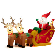 Load image into Gallery viewer, 7.2 Feet Long Christmas Inflatable Santa on Sleigh with LED Lights Dog and Gifts Yard