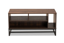 Load image into Gallery viewer, Baxton Studio Flannery Modern and Contemporary Walnut Brown Finished Wood and Black Finished Metal Coffee Table