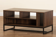 Load image into Gallery viewer, Baxton Studio Flannery Modern and Contemporary Walnut Brown Finished Wood and Black Finished Metal Coffee Table