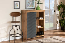 Load image into Gallery viewer, Baxton Studio Caspian Modern and Contemporary Two-Tone Grey and Oak Brown Finished Wood Shoe Cabinet