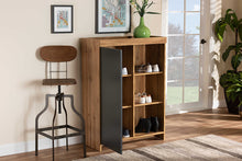 Load image into Gallery viewer, Baxton Studio Caspian Modern and Contemporary Two-Tone Grey and Oak Brown Finished Wood Shoe Cabinet