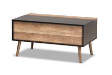 Load image into Gallery viewer, Baxton Studio Jensen Modern and Contemporary Two-Tone Black and Rustic Brown Finished Wood Lift Top Coffee Table with Storage Compartment