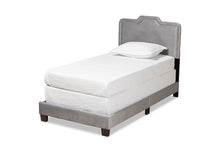 Load image into Gallery viewer, Baxton Studio Benjen Modern and Contemporary Glam Grey Velvet Fabric Upholstered Twin Size Panel Bed