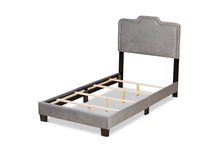 Load image into Gallery viewer, Baxton Studio Benjen Modern and Contemporary Glam Grey Velvet Fabric Upholstered Twin Size Panel Bed
