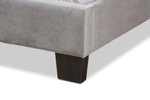 Load image into Gallery viewer, Baxton Studio Benjen Modern and Contemporary Glam Grey Velvet Fabric Upholstered Twin Size Panel Bed