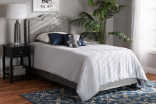 Load image into Gallery viewer, Baxton Studio Benjen Modern and Contemporary Glam Grey Velvet Fabric Upholstered Twin Size Panel Bed