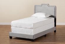 Load image into Gallery viewer, Baxton Studio Benjen Modern and Contemporary Glam Grey Velvet Fabric Upholstered Twin Size Panel Bed
