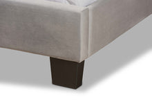 Load image into Gallery viewer, Baxton Studio Benjen Modern and Contemporary Glam Grey Velvet Fabric Upholstered Full Size Panel Bed