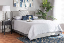 Load image into Gallery viewer, Baxton Studio Benjen Modern and Contemporary Glam Grey Velvet Fabric Upholstered Full Size Panel Bed