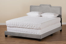 Load image into Gallery viewer, Baxton Studio Benjen Modern and Contemporary Glam Grey Velvet Fabric Upholstered Full Size Panel Bed