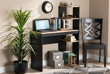 Load image into Gallery viewer, Baxton Studio Callahan Modern and Contemporary Two-Tone Dark Grey and Oak Finished Wood Desk with Shelves