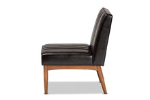 Load image into Gallery viewer, Baxton Studio Daymond Mid-Century Modern Dark Brown Faux Leather Upholstered and Walnut Brown Finished Wood Dining Chair