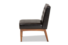Load image into Gallery viewer, Baxton Studio Riordan Mid-Century Modern Dark Brown Faux Leather Upholstered and Walnut Brown Finished Wood Dining Chair