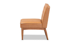 Load image into Gallery viewer, Baxton Studio Riordan Mid-Century Modern Tan Faux Leather Upholstered and Walnut Brown Finished Wood Dining Chair