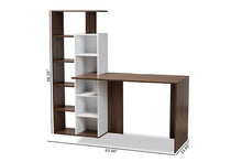 Load image into Gallery viewer, Baxton Studio Rowan Modern and Contemporary Two-Tone White and Walnut Brown Finished Wood Storage Computer Desk with Shelves