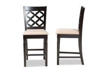 Load image into Gallery viewer, Baxton Studio Ramiro Modern and Contemporary Transitional Sand Fabric Upholstered and Dark Brown Finished Wood 2-Piece Counter Stool Set