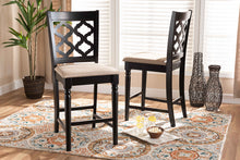 Load image into Gallery viewer, Baxton Studio Ramiro Modern and Contemporary Transitional Sand Fabric Upholstered and Dark Brown Finished Wood 2-Piece Counter Stool Set