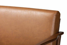 Load image into Gallery viewer, Baxton Studio Bianca Mid-Century Modern Walnut Brown Finished Wood and Tan Faux Leather Effect Sofa