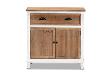 Load image into Gallery viewer, Baxton Studio Glynn Rustic Farmhouse Weathered Two-Tone White and Oak Brown Finished Wood 2-Door Storage Cabinet
