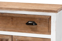 Load image into Gallery viewer, Baxton Studio Glynn Rustic Farmhouse Weathered Two-Tone White and Oak Brown Finished Wood 2-Door Storage Cabinet