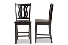 Load image into Gallery viewer, Baxton Studio Fenton Modern and Contemporary Transitional Dark Brown Finished Wood 2-Piece Counter Stool Set