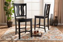 Load image into Gallery viewer, Baxton Studio Fenton Modern and Contemporary Transitional Dark Brown Finished Wood 2-Piece Counter Stool Set