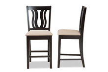 Load image into Gallery viewer, Baxton Studio Fenton Modern and Contemporary Transitional Sand Fabric Upholstered and Dark Brown Finished Wood 2-Piece Counter Stool Set