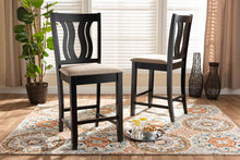 Load image into Gallery viewer, Baxton Studio Fenton Modern and Contemporary Transitional Sand Fabric Upholstered and Dark Brown Finished Wood 2-Piece Counter Stool Set