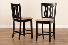 Load image into Gallery viewer, Baxton Studio Fenton Modern and Contemporary Transitional Sand Fabric Upholstered and Dark Brown Finished Wood 2-Piece Counter Stool Set