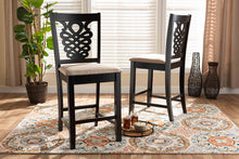 Load image into Gallery viewer, Baxton Studio Gervais Modern and Contemporary Transitional Sand Fabric Upholstered and Dark Brown Finished Wood 2-Piece Counter Stool Set