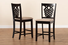 Load image into Gallery viewer, Baxton Studio Gervais Modern and Contemporary Transitional Sand Fabric Upholstered and Dark Brown Finished Wood 2-Piece Counter Stool Set