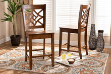 Load image into Gallery viewer, Baxton Studio Nicolette Modern and Contemporary Transitional Walnut Brown Finished Wood 2-Piece Counter Stool Set