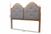 Load image into Gallery viewer, Baxton Studio Falk Vintage Classic Traditional Dark Grey Fabric Upholstered and Walnut Brown Finished Wood Queen Size Arched Headboard