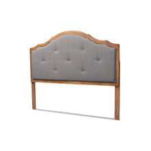 Load image into Gallery viewer, Baxton Studio Gala Vintage Classic Traditional Dark Grey Fabric Upholstered and Walnut Brown Finished Wood Queen Size Arched Headboard