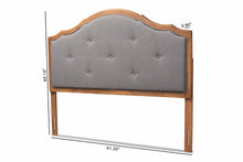 Load image into Gallery viewer, Baxton Studio Gala Vintage Classic Traditional Dark Grey Fabric Upholstered and Walnut Brown Finished Wood Queen Size Arched Headboard
