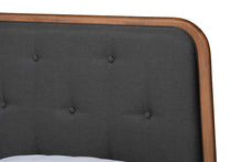 Load image into Gallery viewer, Baxton Studio Diantha Classic and Traditional Dark Grey Fabric Upholstered and Walnut Brown Finished Wood King Size Platform Bed