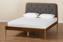 Load image into Gallery viewer, Baxton Studio Diantha Classic and Traditional Dark Grey Fabric Upholstered and Walnut Brown Finished Wood Full Size Platform Bed