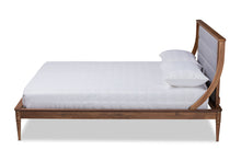 Load image into Gallery viewer, Baxton Studio Regis Modern and Contemporary Transitional Light Grey Fabric Upholstered and Walnut Brown Finished Wood King Size Platform Bed