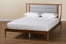 Load image into Gallery viewer, Baxton Studio Regis Modern and Contemporary Transitional Light Grey Fabric Upholstered and Walnut Brown Finished Wood King Size Platform Bed