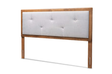 Load image into Gallery viewer, Baxton Studio Abner Modern and Contemporary Transitional Light Grey Fabric Upholstered and Walnut Brown Finished Wood Full Size Headboard