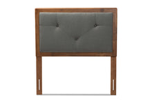Load image into Gallery viewer, Baxton Studio Abner Modern and Contemporary Transitional Dark Grey Fabric Upholstered and Walnut Brown Finished Wood Twin Size Headboard