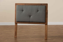 Load image into Gallery viewer, Baxton Studio Abner Modern and Contemporary Transitional Dark Grey Fabric Upholstered and Walnut Brown Finished Wood Twin Size Headboard