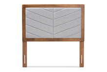 Load image into Gallery viewer, Baxton Studio Iden Modern and Contemporary Light Grey Fabric Upholstered and Walnut Brown Finished Wood Twin Size Headboard