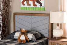 Load image into Gallery viewer, Baxton Studio Iden Modern and Contemporary Light Grey Fabric Upholstered and Walnut Brown Finished Wood Twin Size Headboard
