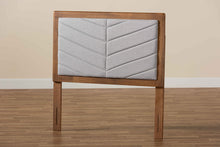 Load image into Gallery viewer, Baxton Studio Iden Modern and Contemporary Light Grey Fabric Upholstered and Walnut Brown Finished Wood Twin Size Headboard