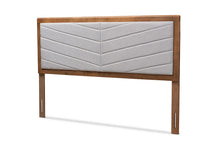 Load image into Gallery viewer, Baxton Studio Iden Modern and Contemporary Light Grey Fabric Upholstered and Walnut Brown Finished Wood Full Size Headboard