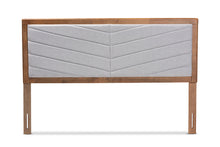 Load image into Gallery viewer, Baxton Studio Iden Modern and Contemporary Light Grey Fabric Upholstered and Walnut Brown Finished Wood Full Size Headboard