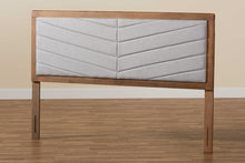 Load image into Gallery viewer, Baxton Studio Iden Modern and Contemporary Light Grey Fabric Upholstered and Walnut Brown Finished Wood Full Size Headboard