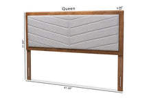 Load image into Gallery viewer, Baxton Studio Iden Modern and Contemporary Light Grey Fabric Upholstered and Walnut Brown Finished Wood Full Size Headboard