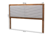 Load image into Gallery viewer, Baxton Studio Iden Modern and Contemporary Light Grey Fabric Upholstered and Walnut Brown Finished Wood Full Size Headboard